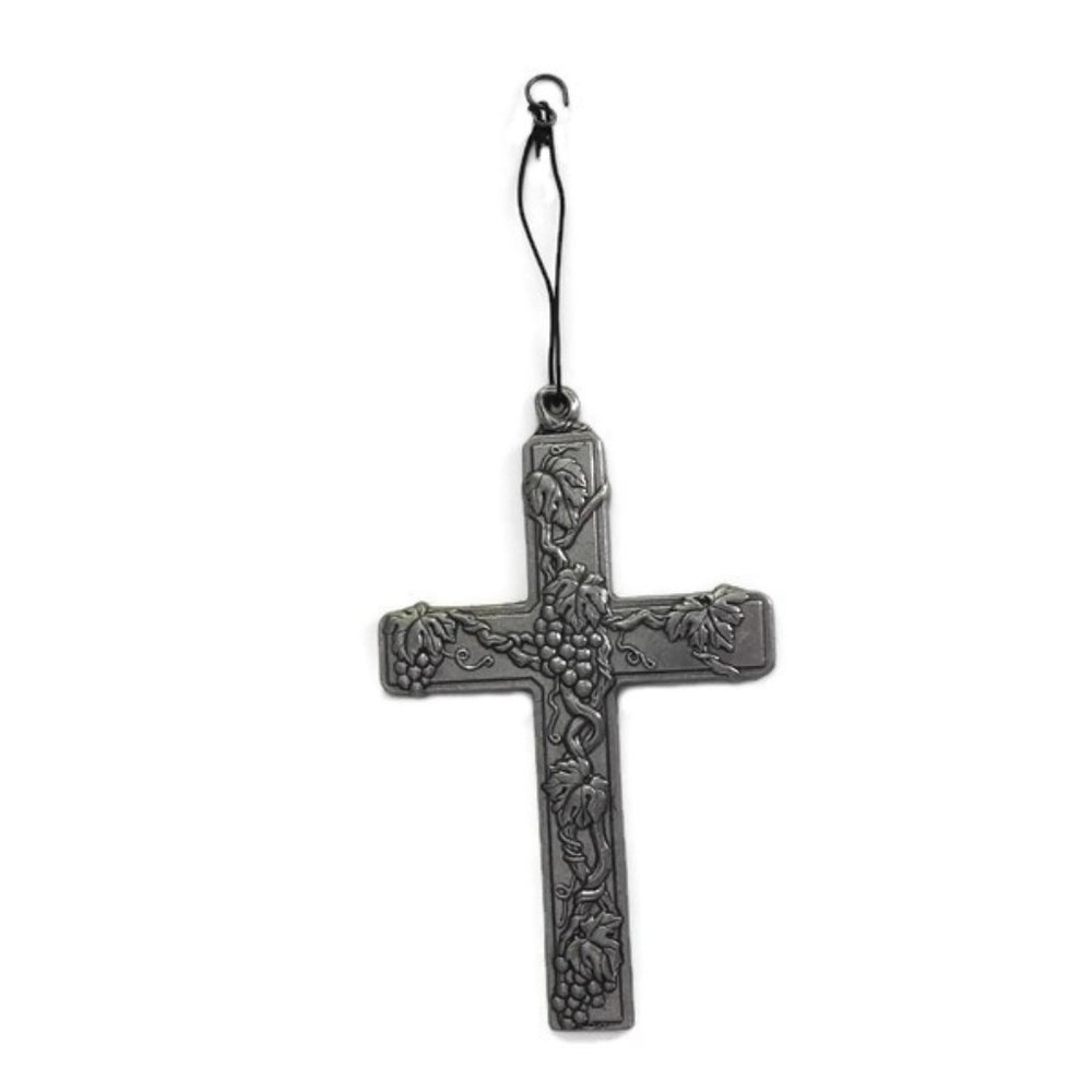 Pewter Grape Vine Cross Wall Plaque